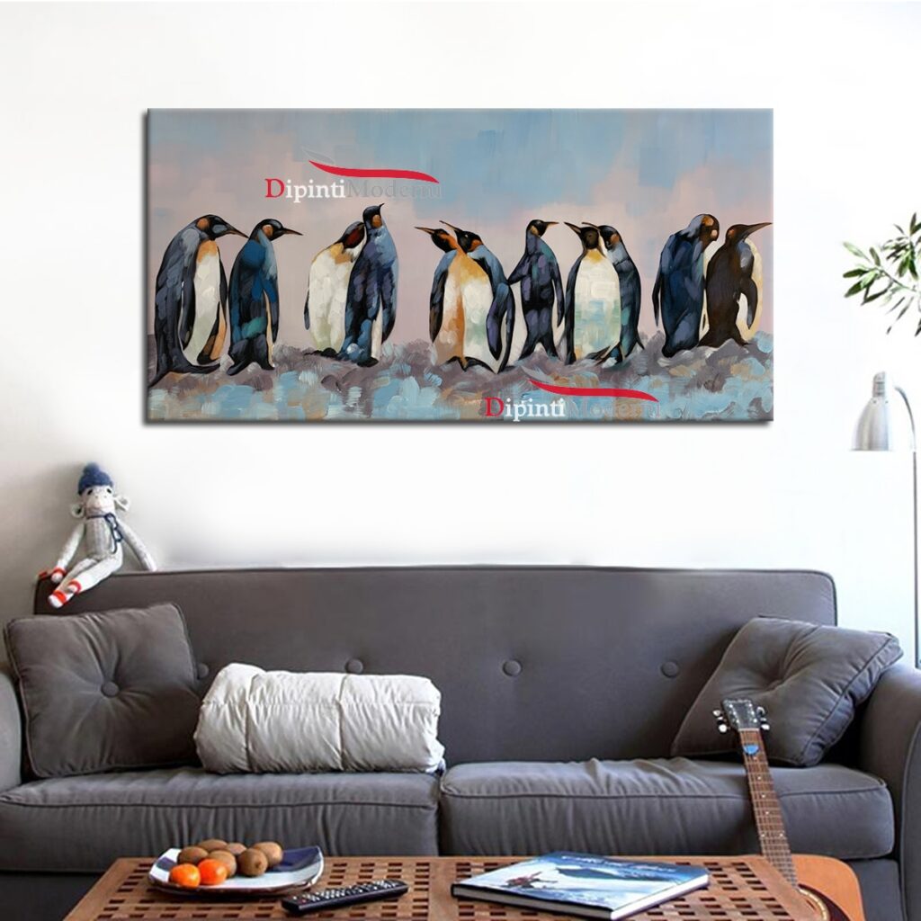 QUADRO MODERNO CON PINGUINI