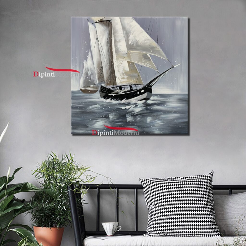 QUADRO MODERNO DIPINTO CON VELIERO