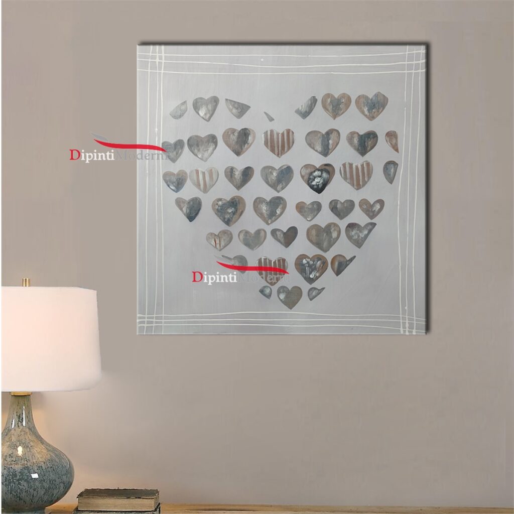 QUADRO SU TELA CUORI ASTRATTI