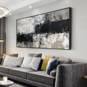 Dipinti astratti nero bianco grigio arredamento minimal